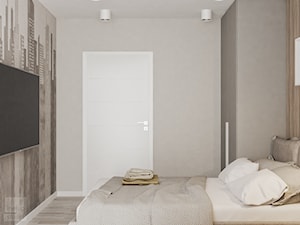 Mieszkanie w Krakowie - Mały beżowy szary z panelami tapicerowanymi pokój dziecka dla nastolatka, styl nowoczesny - zdjęcie od LINEUP STUDIO