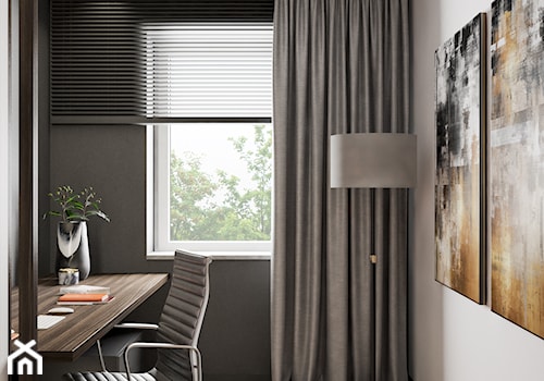 Apartament Nad Wisłą - Małe w osobnym pomieszczeniu białe czarne biuro, styl nowoczesny - zdjęcie od LINEUP STUDIO