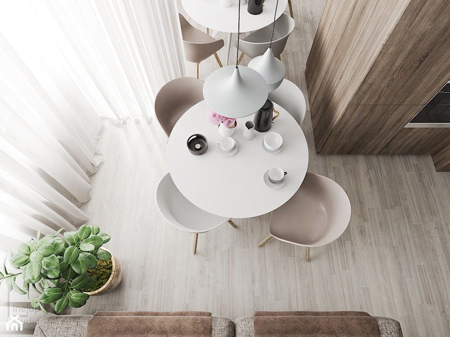 Mieszkanie w Warszawie - Średnia jadalnia w salonie w kuchni, styl nowoczesny - zdjęcie od LINEUP STUDIO