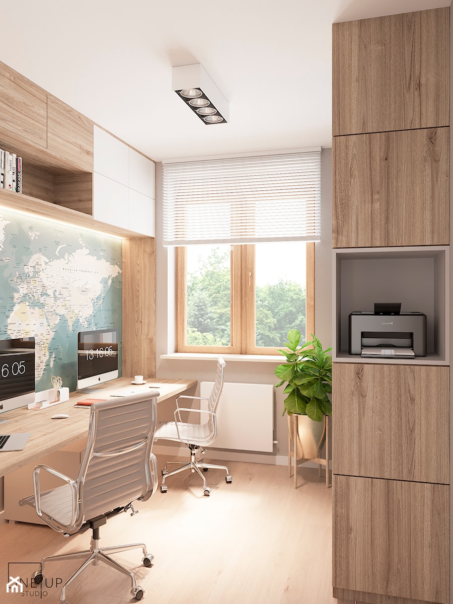 Dom jednorodzinny pod Krakowem - Średnie z zabudowanym biurkiem biuro, styl nowoczesny - zdjęcie od LINEUP STUDIO