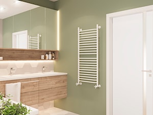 Dom jednorodzinny pod Krakowem - Średnia z lustrem z dwoma umywalkami z punktowym oświetleniem łazienka, styl nowoczesny - zdjęcie od LINEUP STUDIO