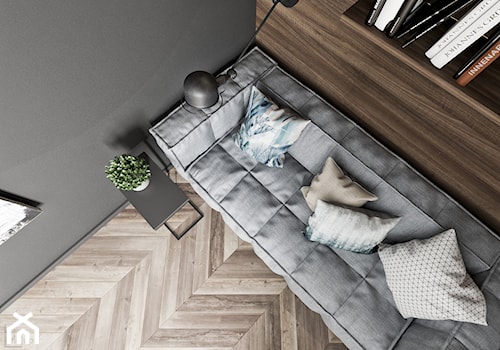 Odcienie Loftu w Krakowie - Małe z sofą szare biuro, styl industrialny - zdjęcie od LINEUP STUDIO