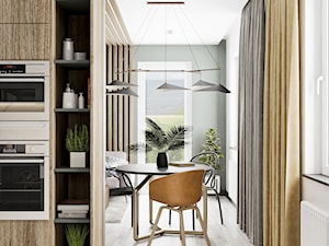 Minimal Green - Średnia otwarta z salonem biała z zabudowaną lodówką kuchnia jednorzędowa z oknem, ... - zdjęcie od LINEUP STUDIO