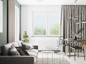 Minimal Green - Średni biały szary salon z jadalnią, styl minimalistyczny - zdjęcie od LINEUP STUDIO