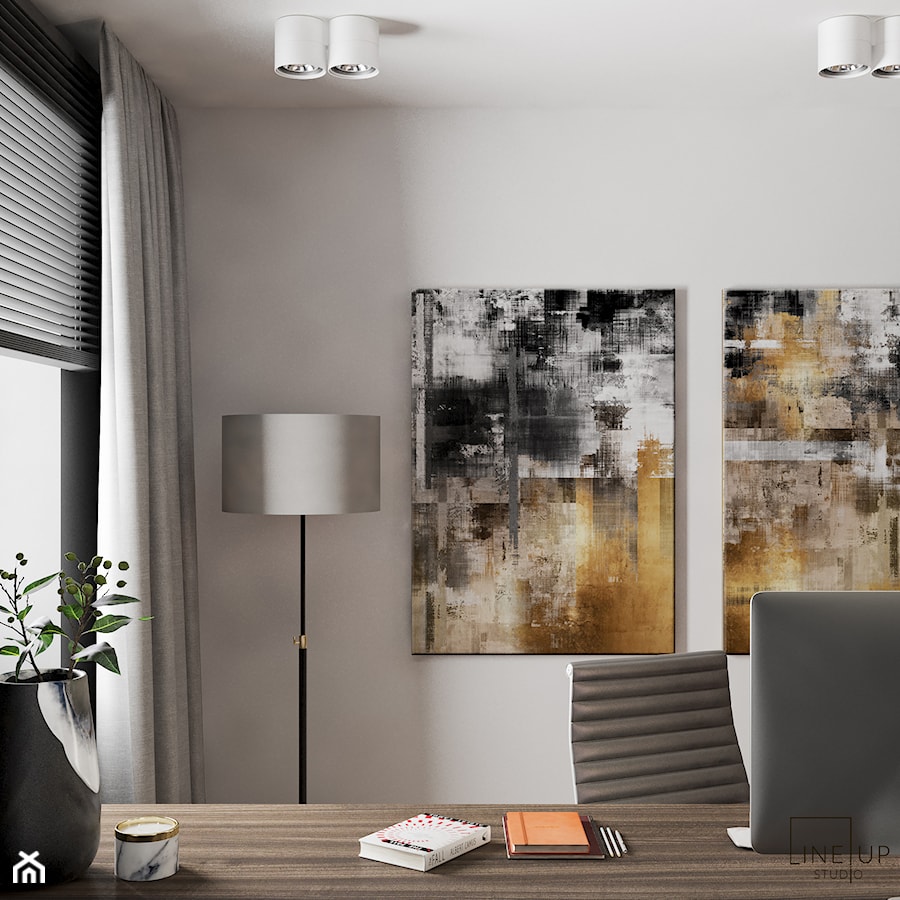 Apartament Nad Wisłą - Małe w osobnym pomieszczeniu białe biuro, styl nowoczesny - zdjęcie od LINEUP STUDIO