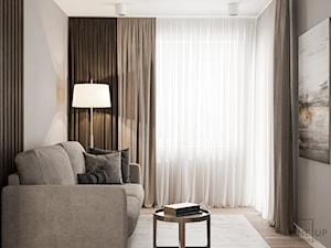 Apartament Nad Wisłą - Mała szara sypialnia, styl nowoczesny - zdjęcie od LINEUP STUDIO
