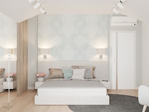 Dom jednorodzinny pod Krakowem - Duża szara sypialnia na poddaszu, styl nowoczesny - zdjęcie od LINEUP STUDIO