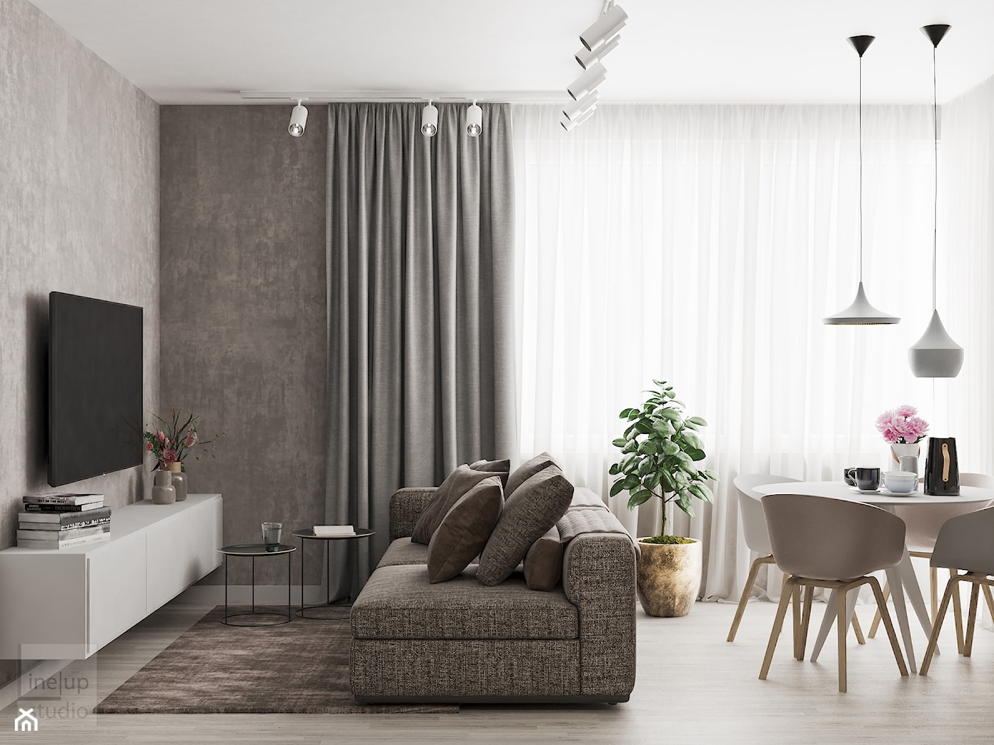 Mieszkanie w Warszawie - Średni salon z jadalnią, styl nowoczesny - zdjęcie od LINEUP STUDIO - Homebook