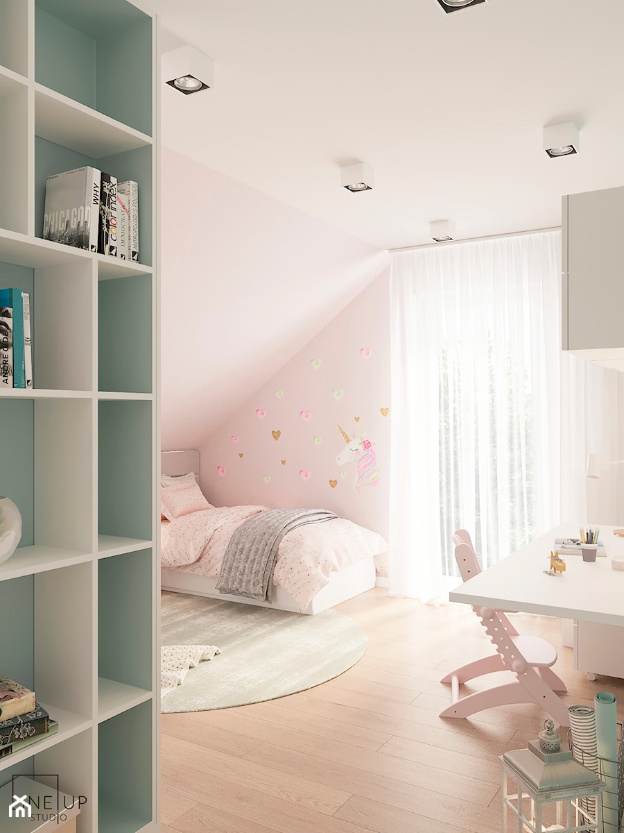 Dom jednorodzinny pod Krakowem - Średni różowy pokój dziecka dla dziecka dla nastolatka dla dziewcz ... - zdjęcie od LINEUP STUDIO