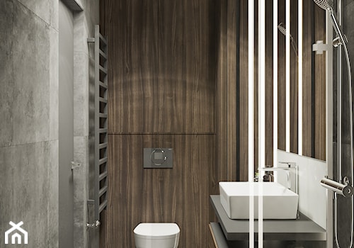 Apartament Nad Wisłą - Mała bez okna z lustrem z punktowym oświetleniem łazienka, styl nowoczesny - zdjęcie od LINEUP STUDIO