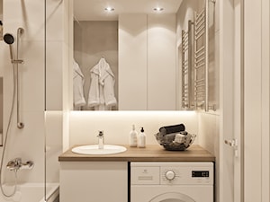 Mieszkanie w Mińsku - Mała bez okna z pralką / suszarką z lustrem z punktowym oświetleniem łazienka, styl nowoczesny - zdjęcie od LINEUP STUDIO