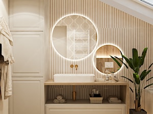 Neoklasyk Pod Krakowem - Mała na poddaszu z lustrem łazienka z oknem, styl tradycyjny - zdjęcie od LINEUP STUDIO