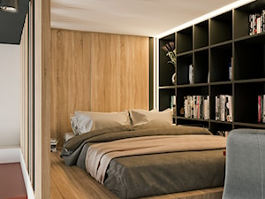MINImum powieszchni, MAXImum funkcjonalności - Mała z biurkiem sypialnia na antresoli, styl nowoczesny - zdjęcie od LINEUP STUDIO