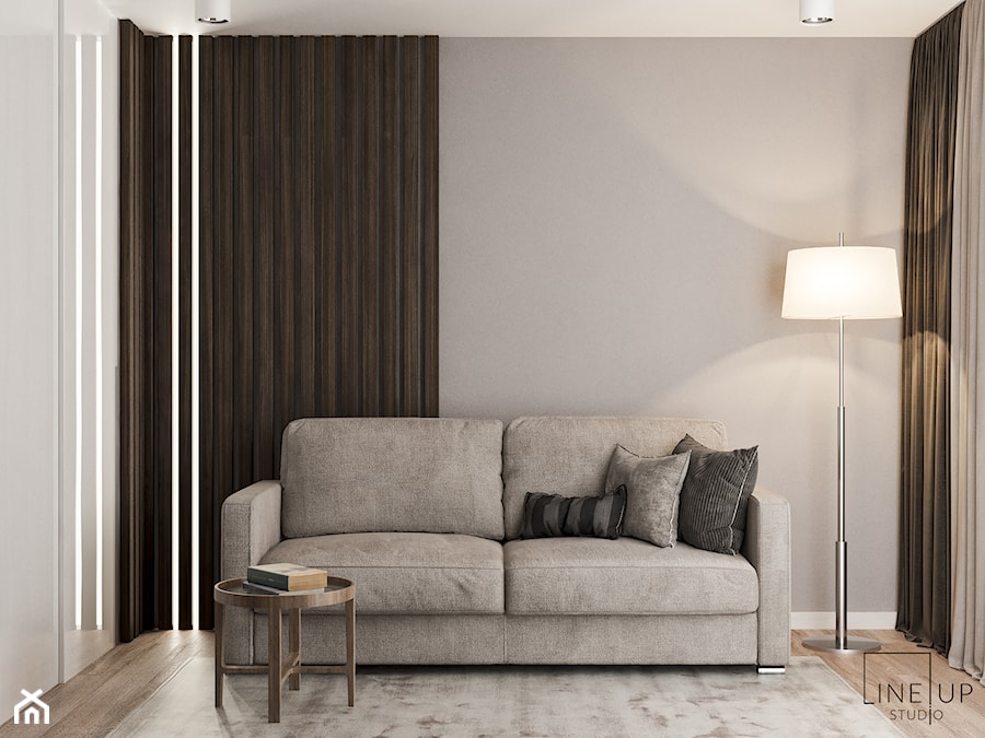 Apartament Nad Wisłą - Mała szara sypialnia, styl nowoczesny - zdjęcie od LINEUP STUDIO