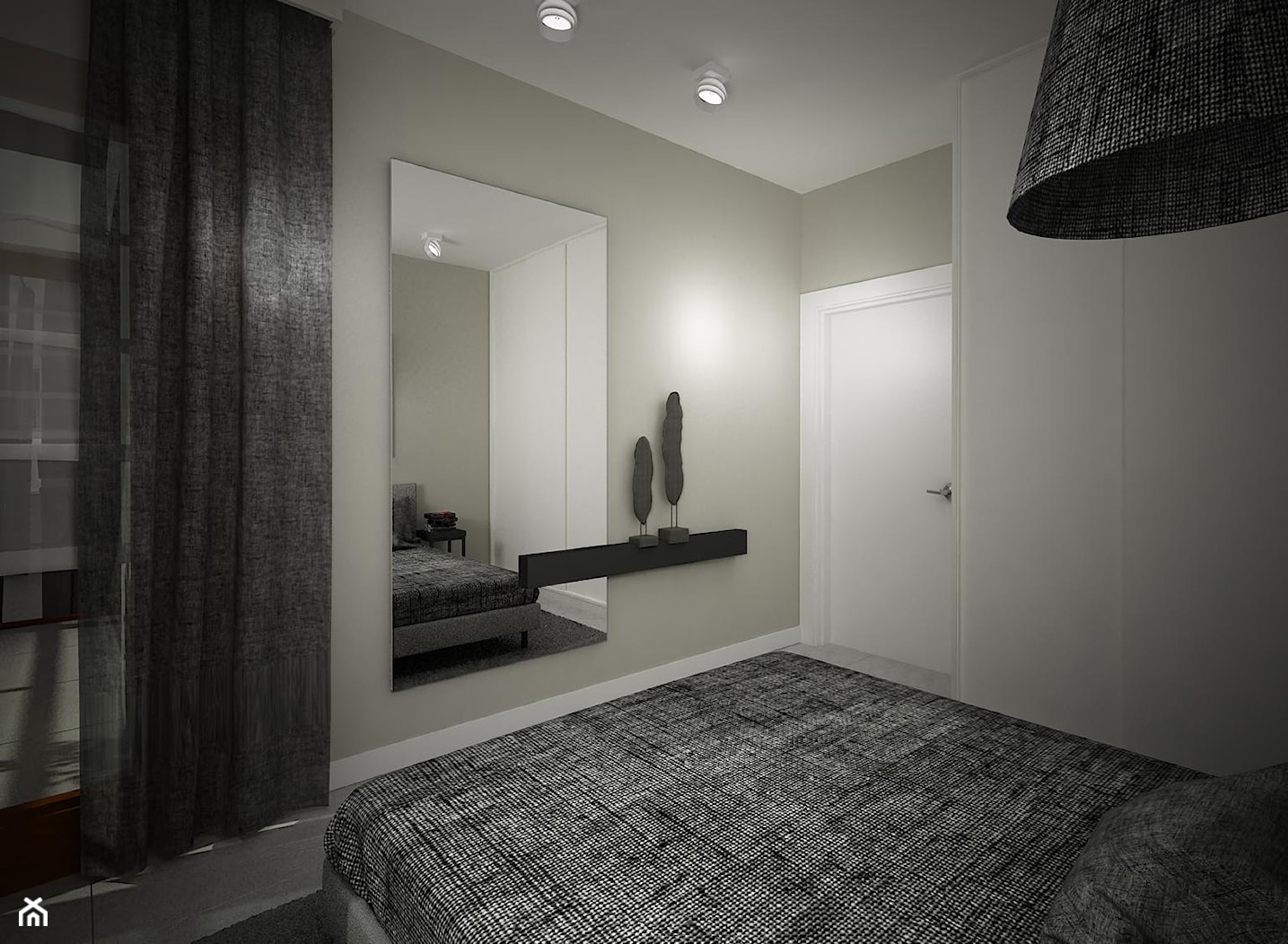 Szara sypialnia w stylu minimalistycznym - zdjęcie od Inside Projekty Wnętrz. Małgorzata Więch - Homebook