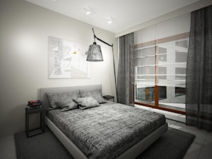 sypialnia - styl minimalistyczny w odcieniach szarości - zdjęcie od Inside Projekty Wnętrz. Małgorzata Więch
