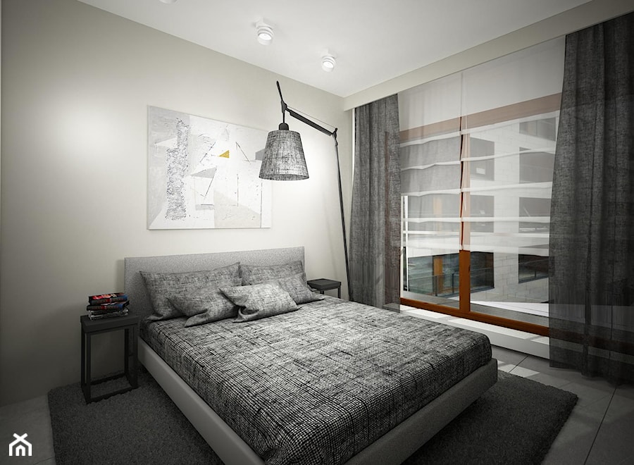sypialnia - styl minimalistyczny w odcieniach szarości - zdjęcie od Inside Projekty Wnętrz. Małgorzata Więch