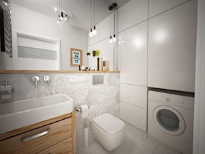 Łazienka w stylu skandynawskim z oprawą w stylu boho - zdjęcie od Inside Projekty Wnętrz. Małgorzata Więch