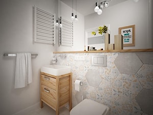 Łazienka w stylu skandynawskim z oprawą w stylu boho - zdjęcie od Inside Projekty Wnętrz. Małgorzata Więch