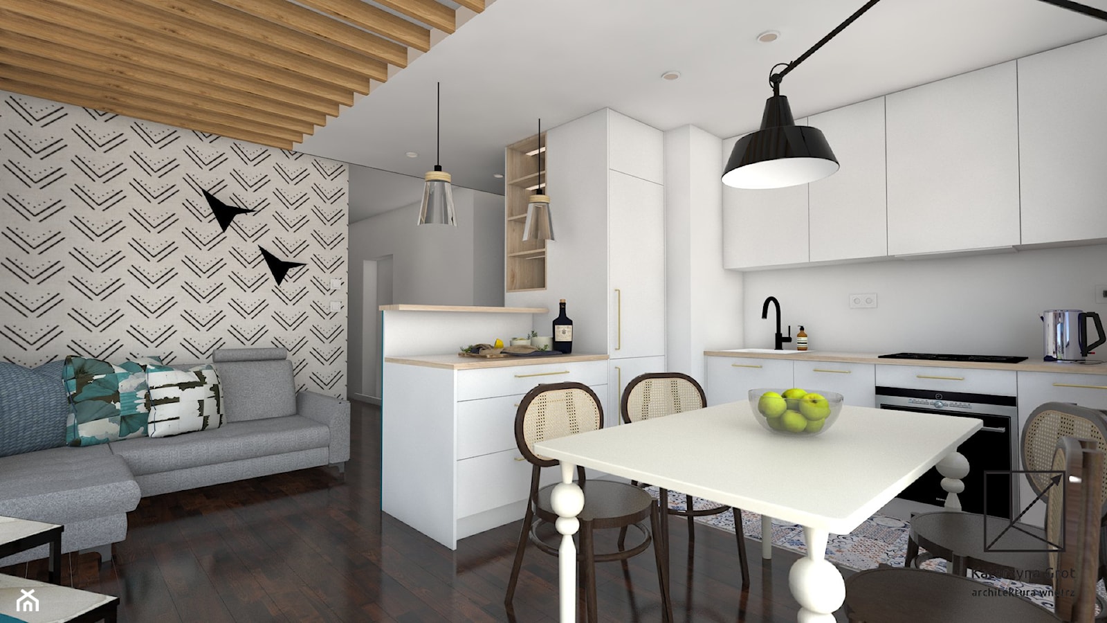 Arrow - mieszkanie w Warszawie - Kuchnia, styl nowoczesny - zdjęcie od Katarzyna Grot Architektura Wnętrz - Homebook