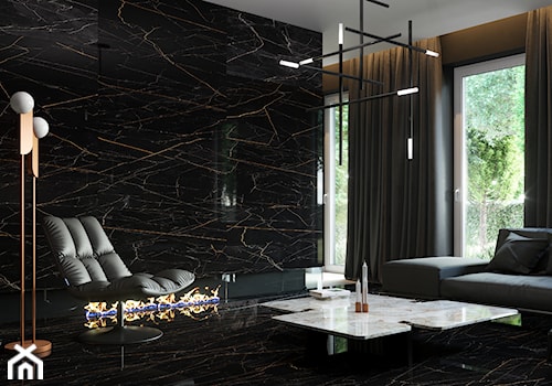 Nero Ardi Pulido - Duży czarny salon, styl minimalistyczny - zdjęcie od Simple Art Form