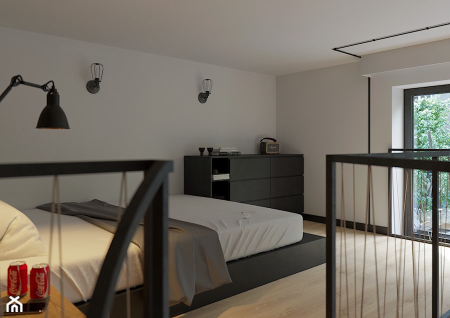 BANDURSKIEGO - Średnia biała sypialnia, styl industrialny - zdjęcie od Simple Art Form