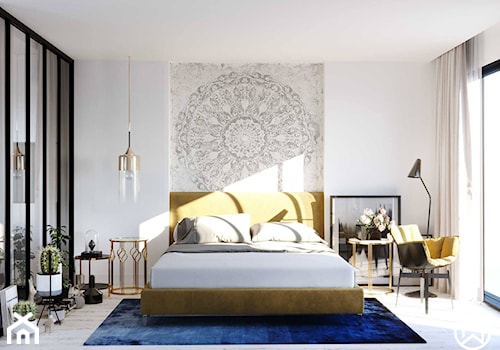Wilanów - Średnia biała sypialnia, styl nowoczesny - zdjęcie od Motyw Design