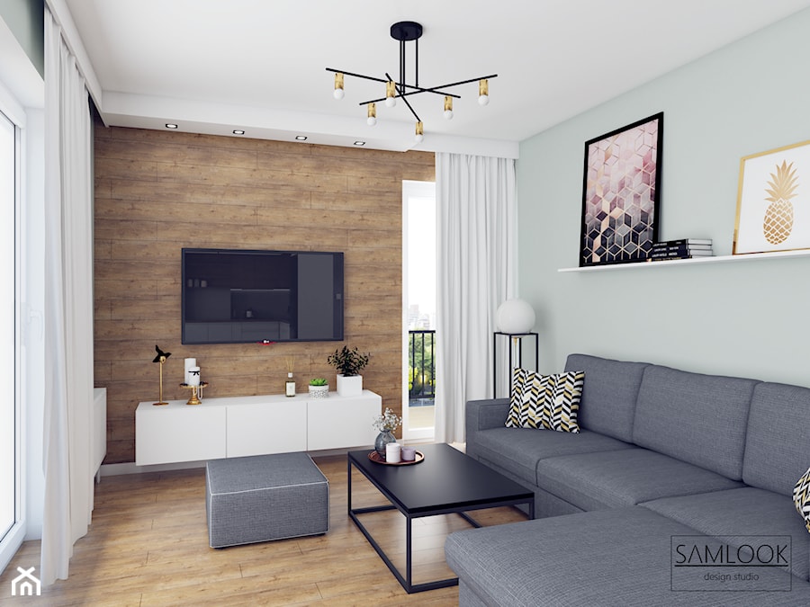 Projekt mieszkania w stylu nowoczesnym. - Salon, styl nowoczesny - zdjęcie od SAMLOOK DESIGN STUDIO