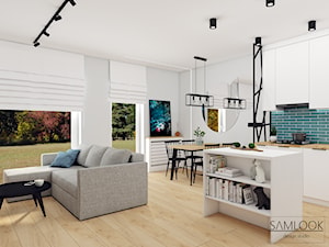 Projekt domu w Falentach Nowych - Salon, styl skandynawski - zdjęcie od SAMLOOK DESIGN STUDIO
