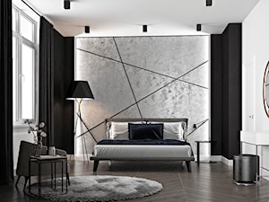 Ukraina / Kijów - projekt 2-poziomowego loftu - Średnia biała czarna szara sypialnia, styl nowoczesny - zdjęcie od ABD Projects