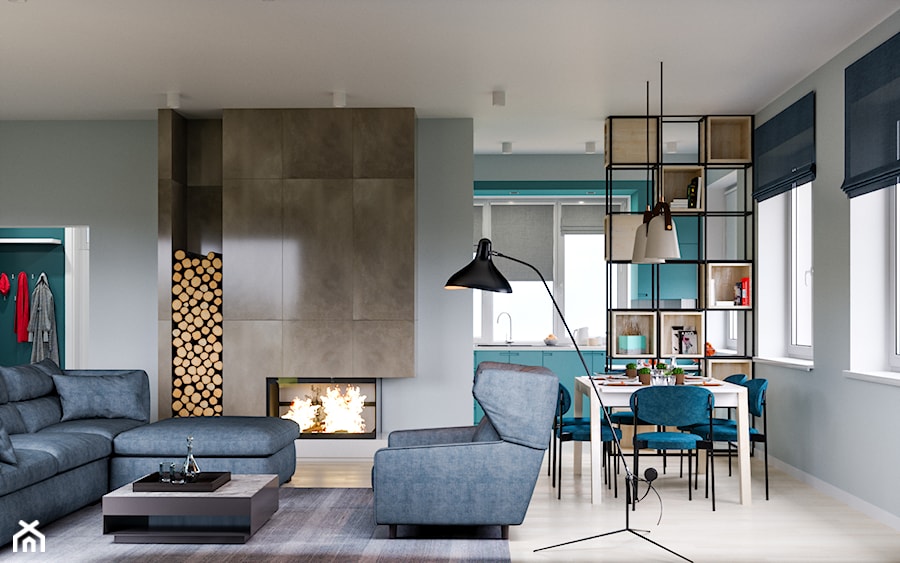 Nowy Dwór Gdański - projekt domu jednorodzinnego w stylu nowoczesnym - Średni szary salon z jadalnią, styl nowoczesny - zdjęcie od ABD Projects