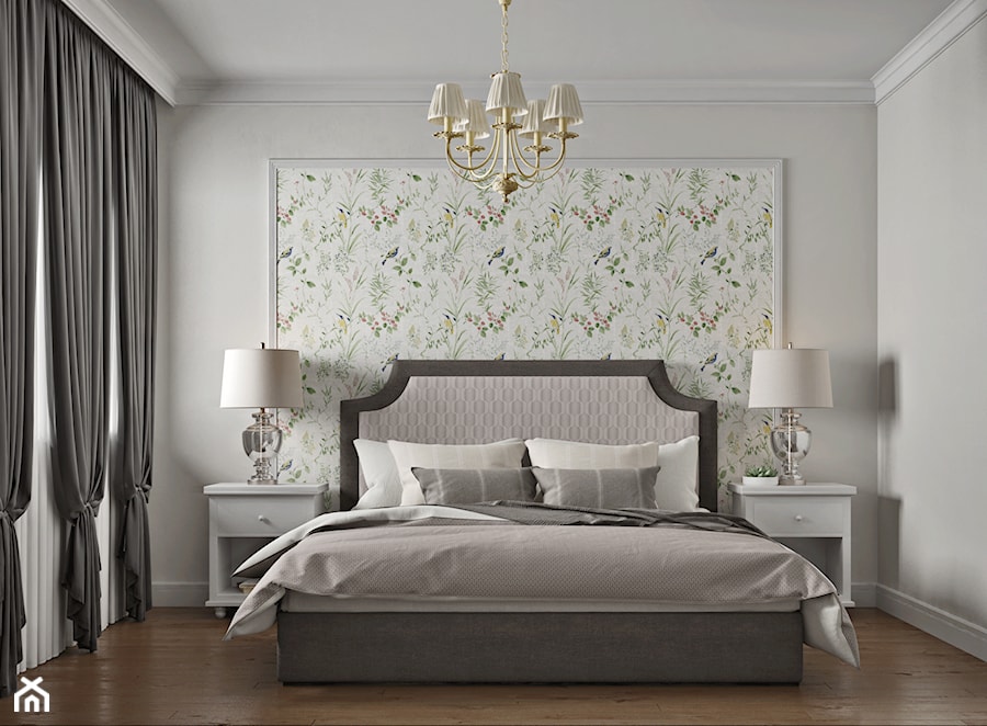 Elbląg - projekt mieszkania w stylu klasycznym - Mała biała sypialnia, styl tradycyjny - zdjęcie od ABD Projects