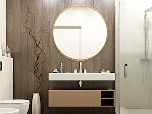 Elbląg - 2-poziomowe mieszkanie w stylu minimalistycznym - Średnia bez okna z lustrem z punktowym oświetleniem łazienka, styl minimalistyczny - zdjęcie od ABD Projects