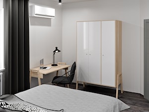 Ukraina / Biała Cerkiew - 2-poziomowe mieszkanie w stylu minimalistycznym - Średnia biała z biurkiem sypialnia, styl skandynawski - zdjęcie od ABD Projects
