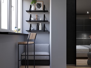 Ukraina / Kijów - 3-pokojowe mieszkanie w stylu nowoczesnym - Średnia czarna szara z biurkiem sypialnia, styl nowoczesny - zdjęcie od ABD Projects