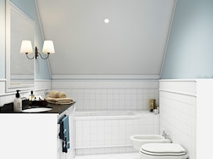 Sztum - projekt domu jednorodzinnego w stylu klasycznym - Średnia na poddaszu bez okna z lustrem z punktowym oświetleniem łazienka, styl tradycyjny - zdjęcie od ABD Projects