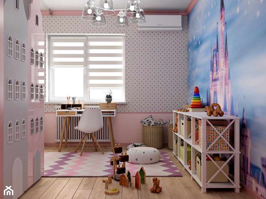 Ukraina / Biała Cerkiew - 2-poziomowe mieszkanie w stylu minimalistycznym - Średni różowy pokój dziecka dla dziecka dla dziewczynki, styl tradycyjny - zdjęcie od ABD Projects