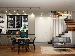 Elbląg - 2-poziomowe mieszkanie w stylu minimalistycznym - Średni szary salon z kuchnią z jadalnią, styl minimalistyczny - zdjęcie od ABD Projects
