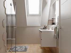 Nowy Dwór Gdański - projekt domu jednorodzinnego w stylu nowoczesnym - Mała na poddaszu z lustrem łazienka z oknem, styl nowoczesny - zdjęcie od ABD Projects