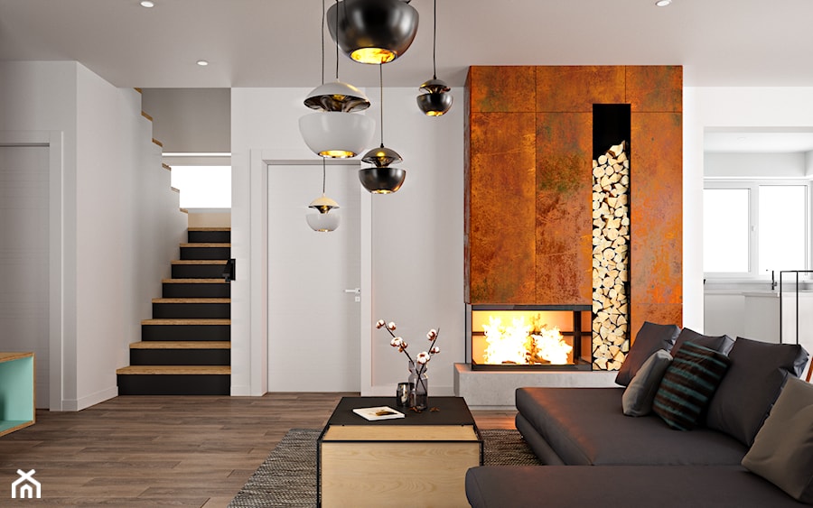 Braniewo - dom jednorodzinny w stylu minimalistycznym - Średni szary salon, styl nowoczesny - zdjęcie od ABD Projects