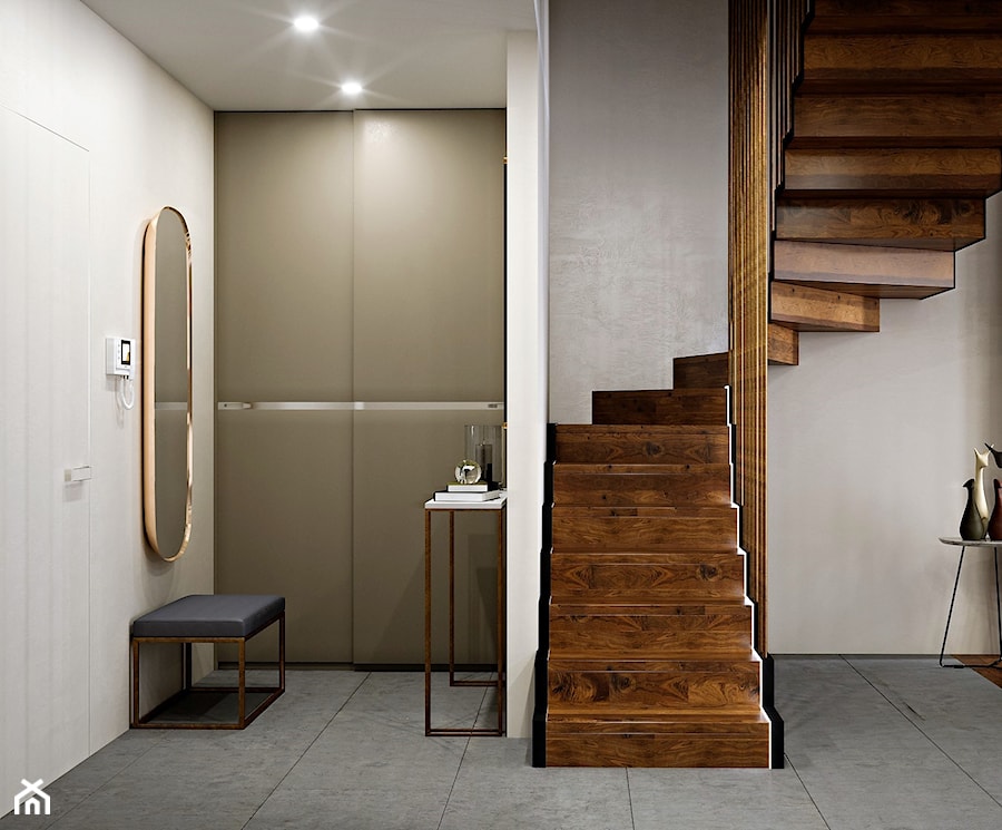 Elbląg - 2-poziomowe mieszkanie w stylu minimalistycznym - Schody, styl minimalistyczny - zdjęcie od ABD Projects