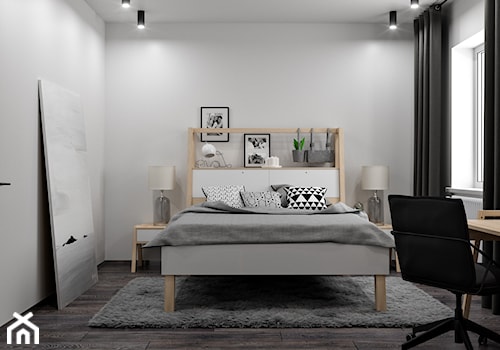 Ukraina / Biała Cerkiew - 2-poziomowe mieszkanie w stylu minimalistycznym - Średnia biała z biurkiem sypialnia, styl skandynawski - zdjęcie od ABD Projects