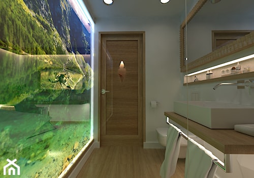 Projekt wnętrza apartamentu hotelowego ***** - Mała bez okna z lustrem ze szkłem na ścianie z punkto ... - zdjęcie od Ksiestwo Goralskie Design