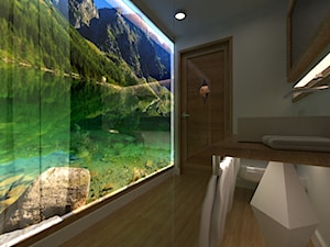 Projekt wnętrza apartamentu hotelowego ***** - Średnia bez okna z lustrem ze szkłem na ścianie z punktowym oświetleniem łazienka, styl tradycyjny - zdjęcie od Ksiestwo Goralskie Design