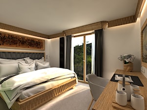 Projekt wnętrza apartamentu hotelowego ***** - Średnia biała sypialnia, styl glamour - zdjęcie od Ksiestwo Goralskie Design