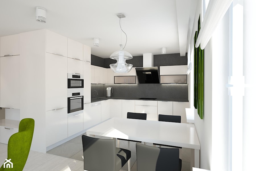 Szare mieszkanie z zielonymi akcentami - Kuchnia, styl nowoczesny - zdjęcie od OK form Projektowanie wnętrz