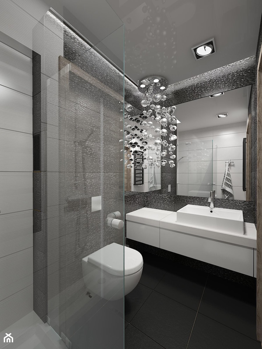 Łazienka czarno-biała - Łazienka, styl nowoczesny - zdjęcie od OK form Projektowanie wnętrz