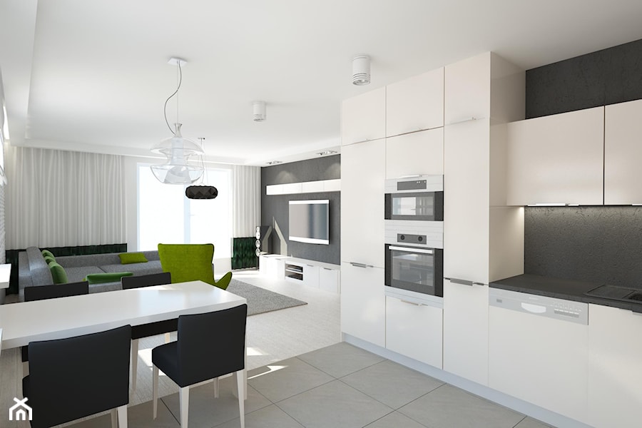 Szare mieszkanie z zielonymi akcentami - Kuchnia, styl nowoczesny - zdjęcie od OK form Projektowanie wnętrz