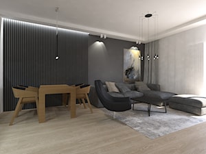 Salon w ciemniejszych odcieniach szarego - zdjęcie od OK form Projektowanie wnętrz