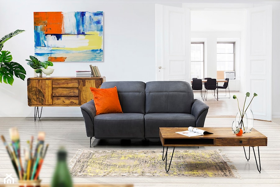 Placido - Duży biały salon, styl nowoczesny - zdjęcie od Livingroom Official